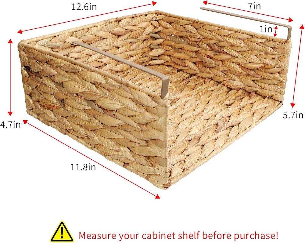 Under Desk Water Hyacinth Storage Baskets, Wicker Shelf Organizer Basket