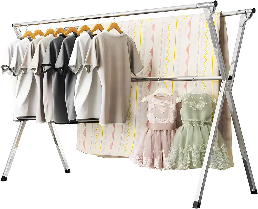 URYAN 79 Inches Stainless Steel Clothes Drying Rack, Heavy Duty Laundry Dryin...