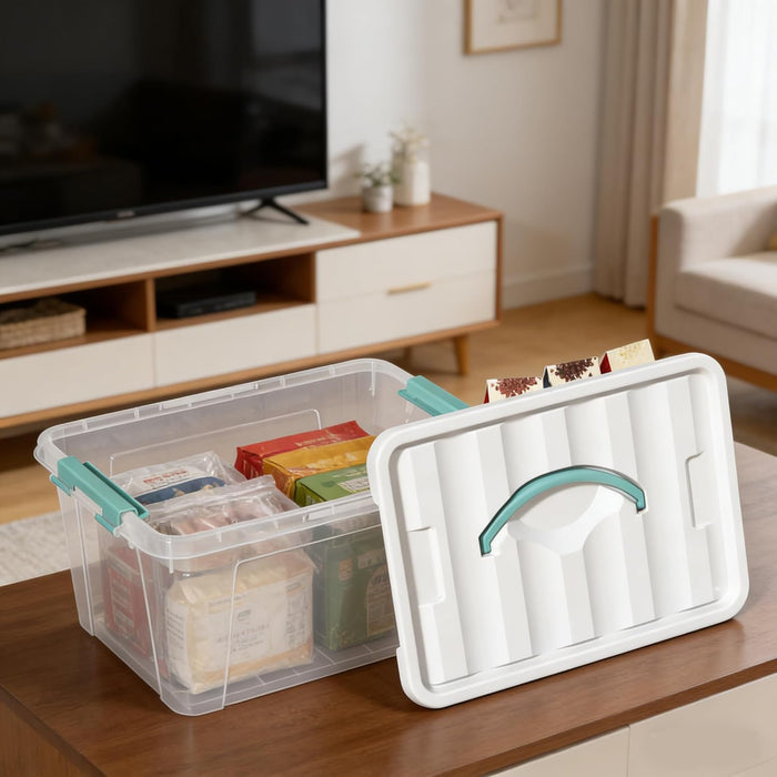 8-Pack Stackable Clear Storage Bins with Lids, 14-Qt Storage Box