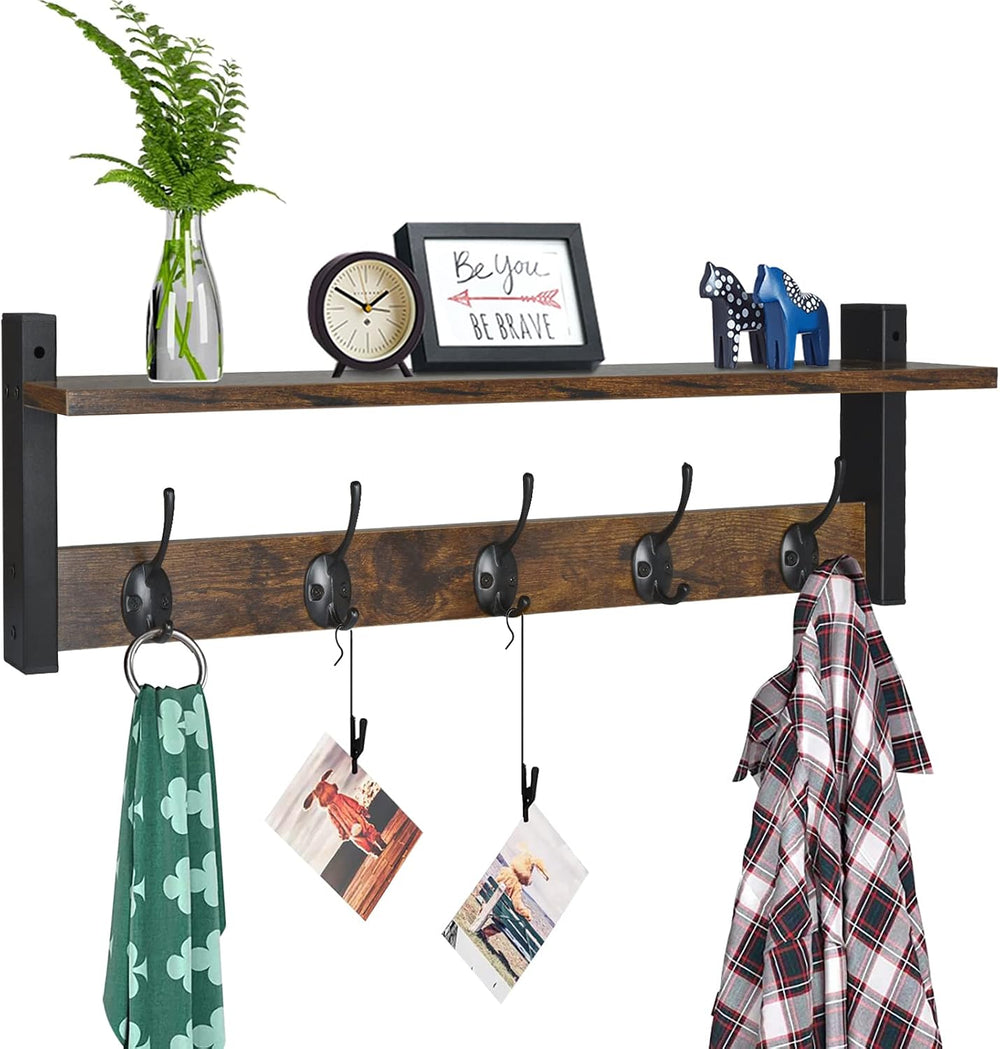 Homode Coat Rack with Wall Mount, 24 Inch Long Entryway Wall Shelf with Hooks...