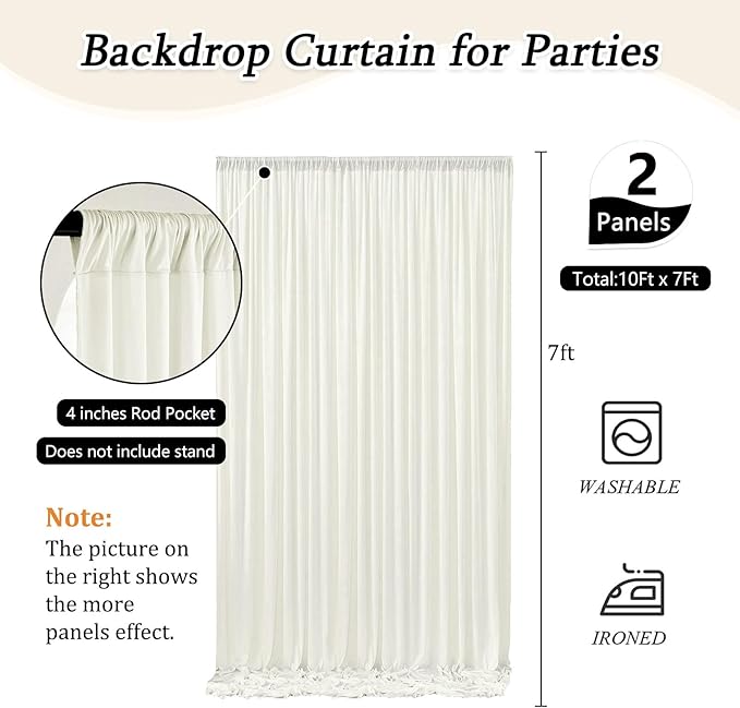 10 x 7 Feet Ivory White Backdrop Curtain for Partie, Background Curtains for ...