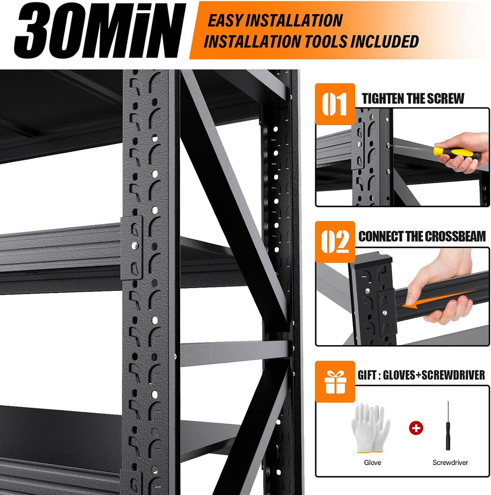59"W Garage Shelving Heavy Duty Metal Storage Shelves , 3-Tier Garage St...