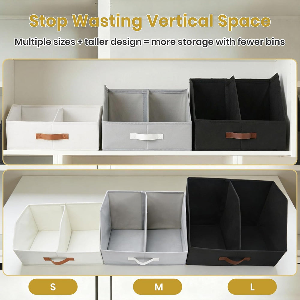 Closet Organizers Storage, Medium Collapsible Bin 6pc, Dark Gray
