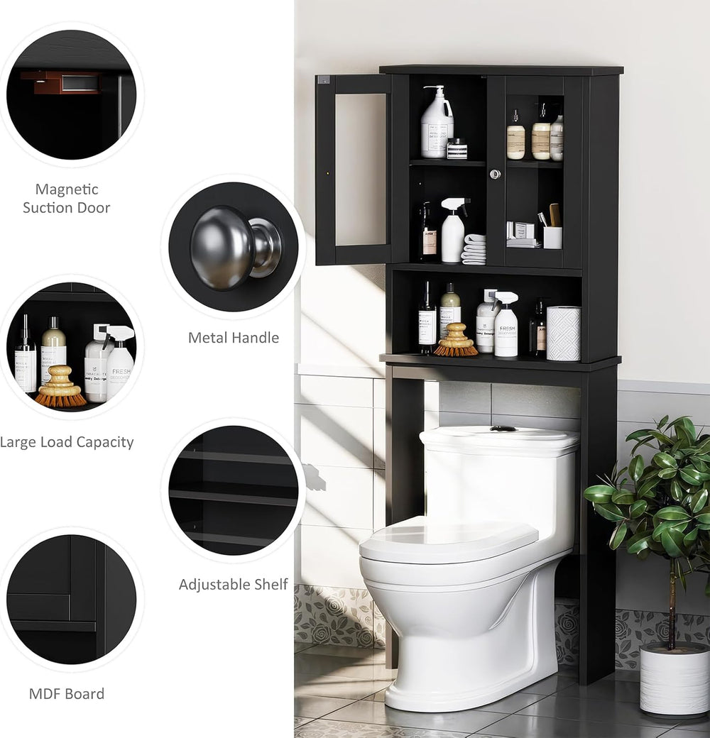 Over the Toilet Storage Cabinet, Bathroom Storage Cabinet, Black