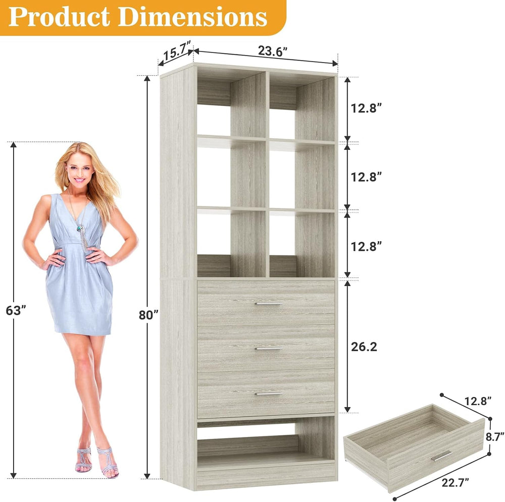Homieasy Closet System Organizer with 3 Drawers and Partition Storage, Freest...