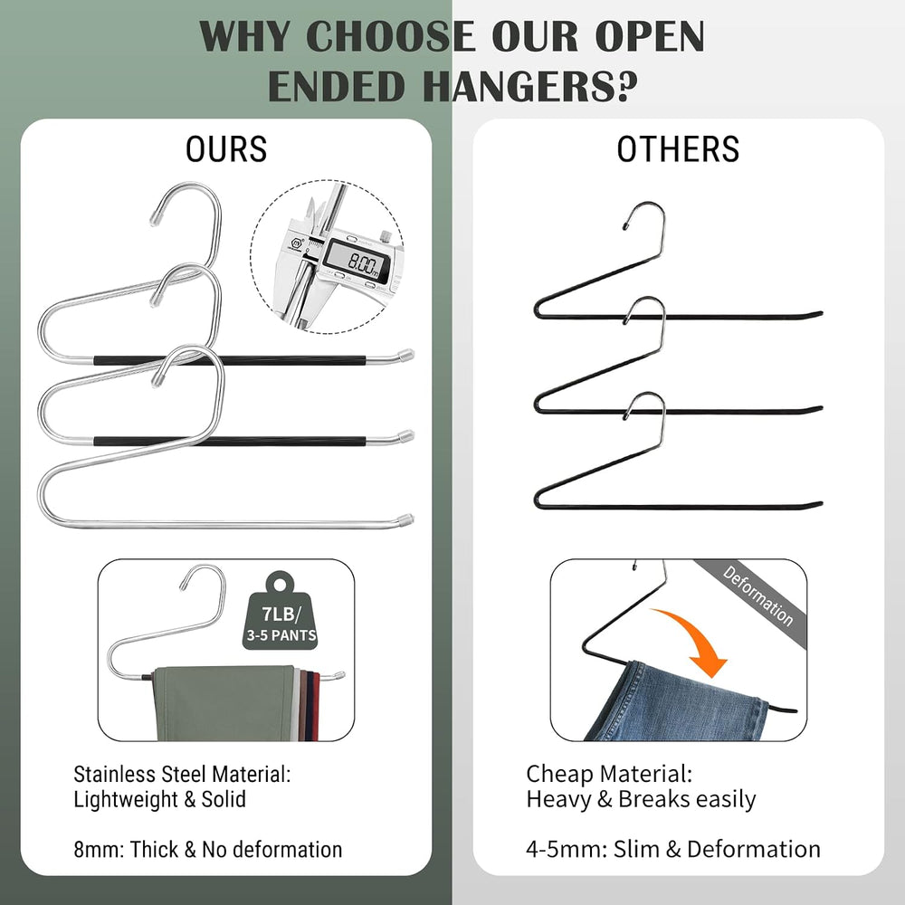 DOIOWN Open Ended Pants Hangers, Stainless Steel Jeans Hangers