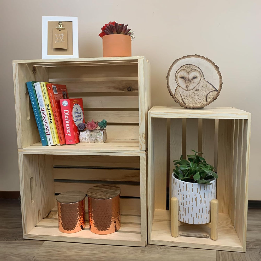 Wilson Large Wooden Pine Crate for Storage and Decoration at Home, Office, Ki...