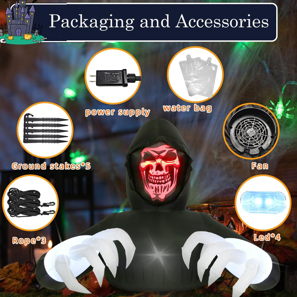 6.8FT Width Inflatables Grim Reaper Outdoor Halloween Decoration Blow Up for ...