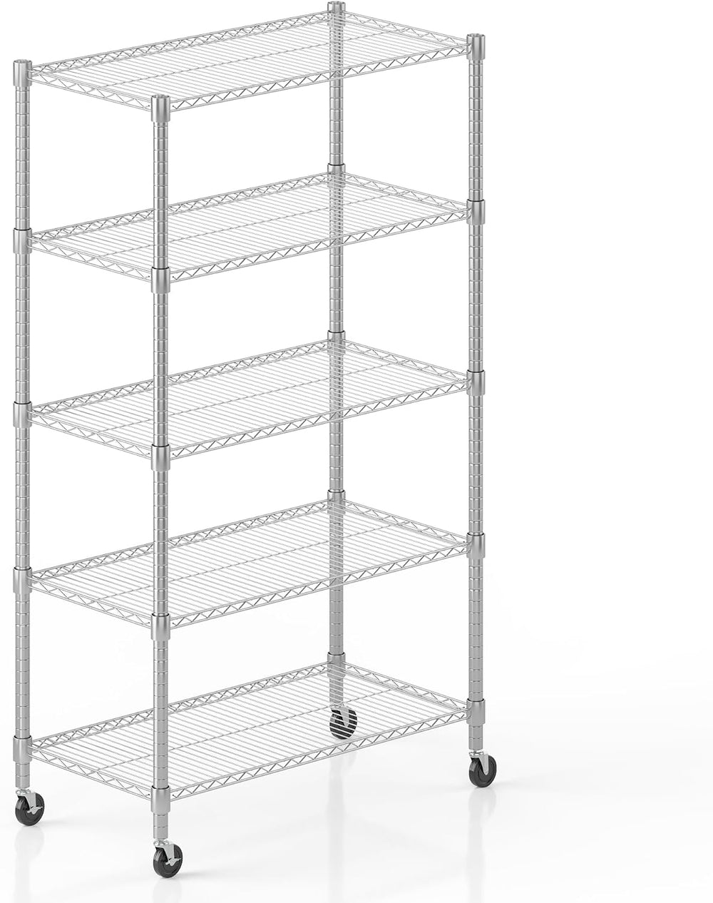 Homdox Heavy Duty Storage Shelves, 5 Tier Wire Shelving Unit with Wheels, Com...