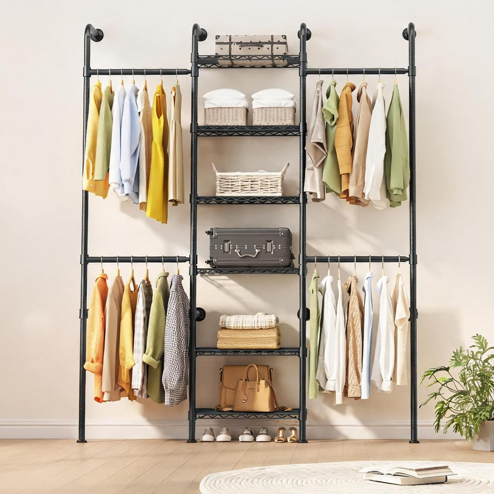 L3 Wall Mounted Pipe Closet System, Matte Black