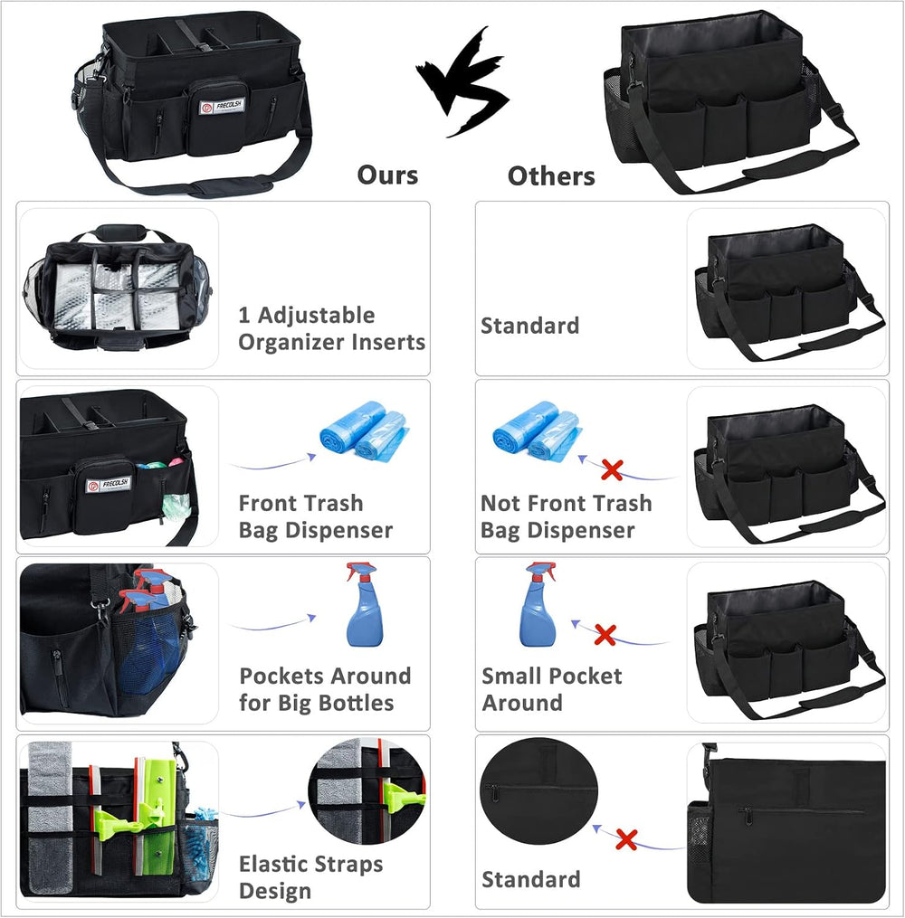 Cleaning Caddy for Cleaning Supplies,Large Cleaning Bag with Shoulder Strap