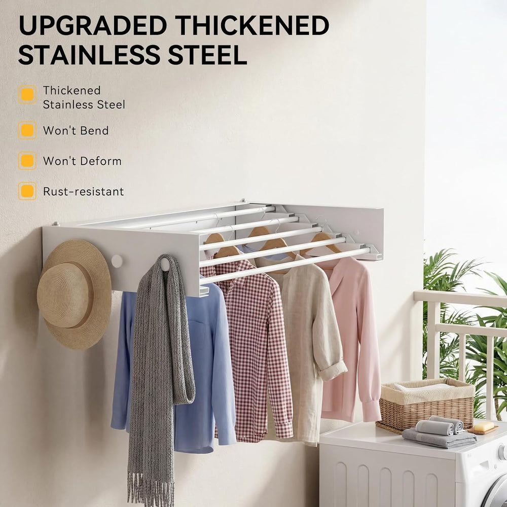 Collapsible Laundry Drying Rack Wall Mounted - 31.5 Inch Metal Clothing Dryin...