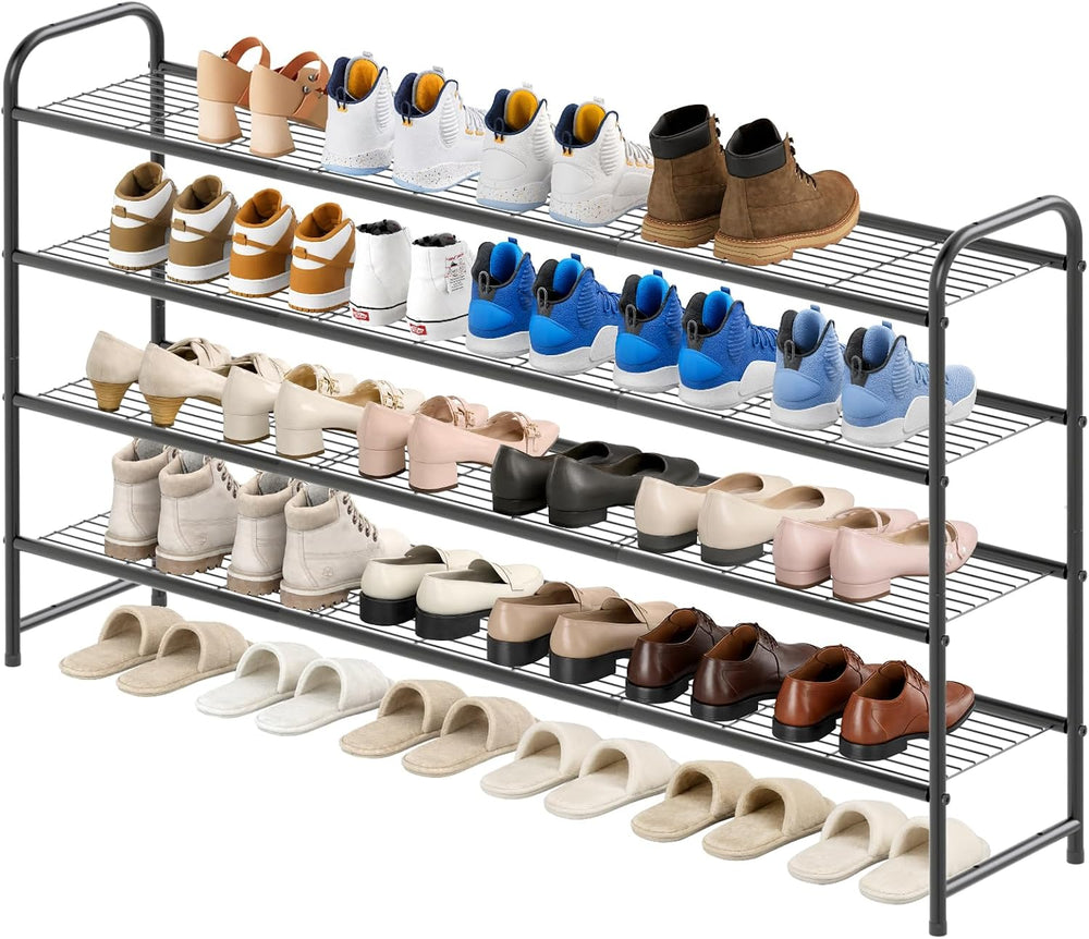 KEETDY 4-Tier Long Shoe Rack for Closet Metal Shoe Organizer for Entryway, Wi...