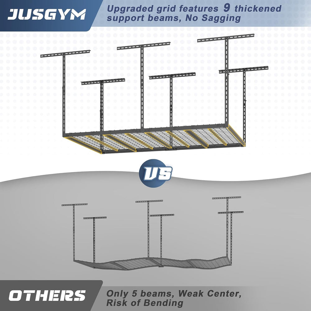 Jusgym 4X6FT Overhead Garage Storage Rack, 26"-40" Height Adjustabl...
