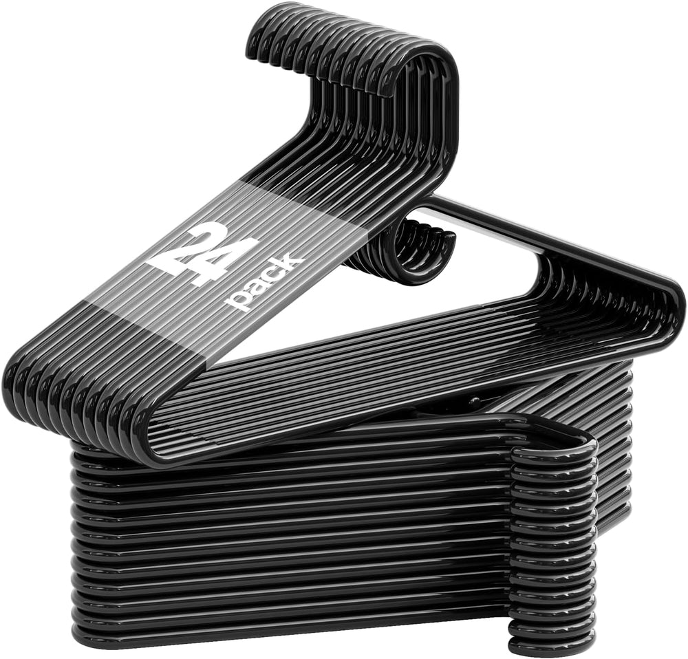 Black Plastic Hangers, Heavy Duty Clothes Hangers with Hooks