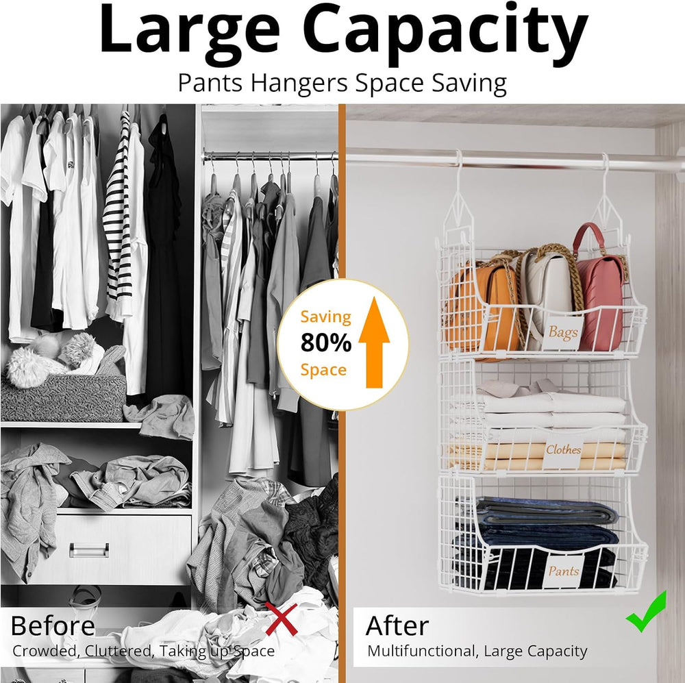 Hanging Closet Organizers and Storage, 6 Tier Closet Shelf Clothes Organizer ...