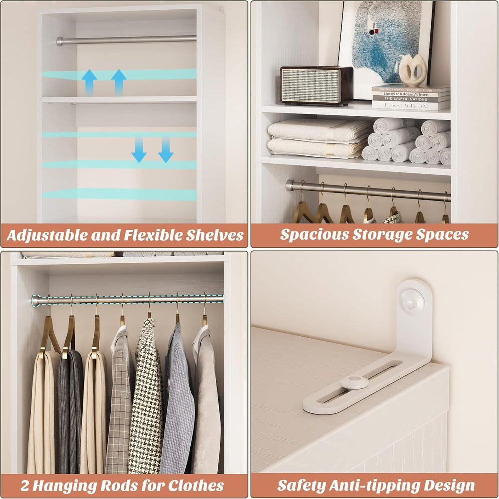 Unikito 25" Closet System with Hanging Rods, Adjustable Closet Organizer