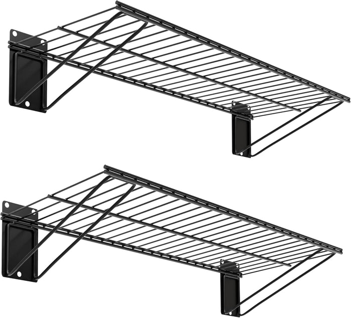 Wall Shelf 24'' x 11'', Black Wall Mounted Metal Wire Shelves