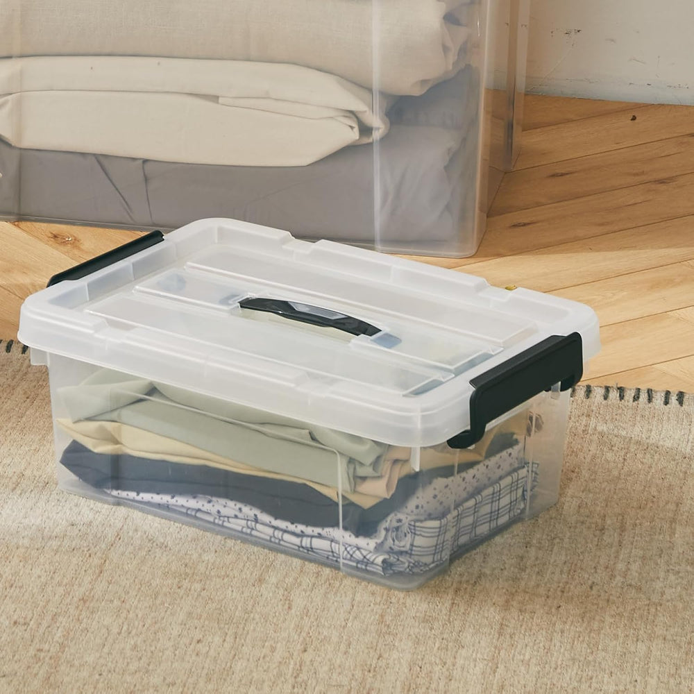 Cetomo 18Qt*4 Lidded Storage Bins, Stackable Plastic Bin with Handle, Storage...