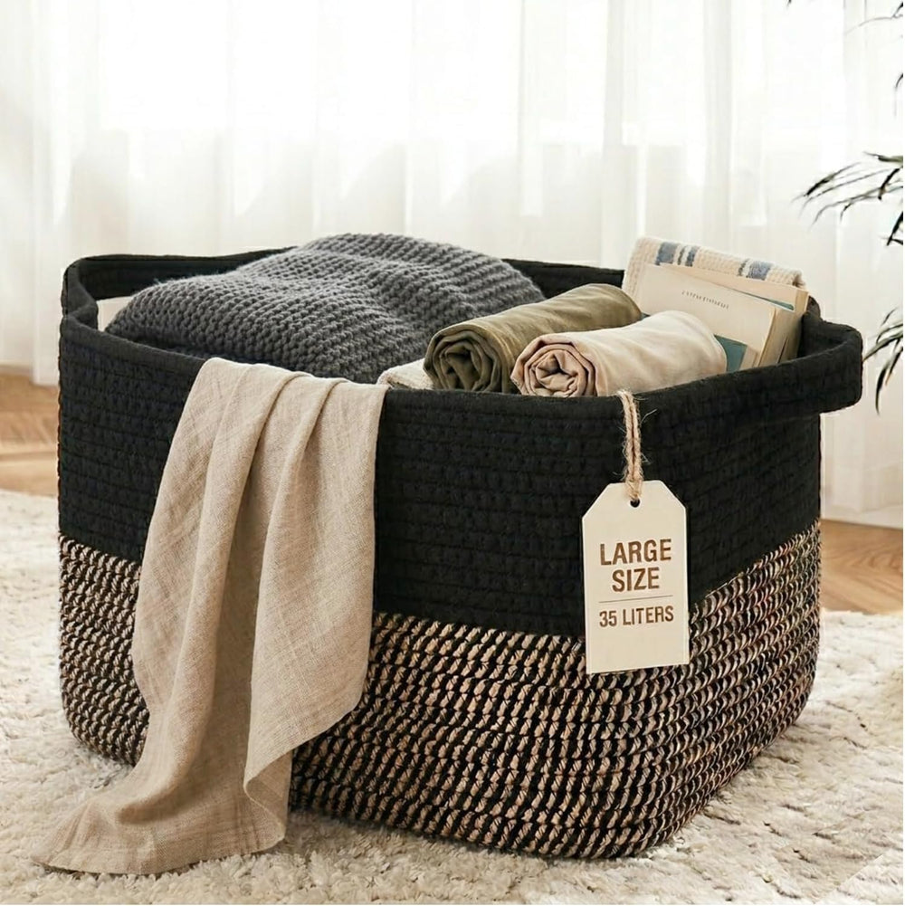 Extra Large 125L XXXL Cotton Rope Storage Basket – Jumbo Foldable & Washa...