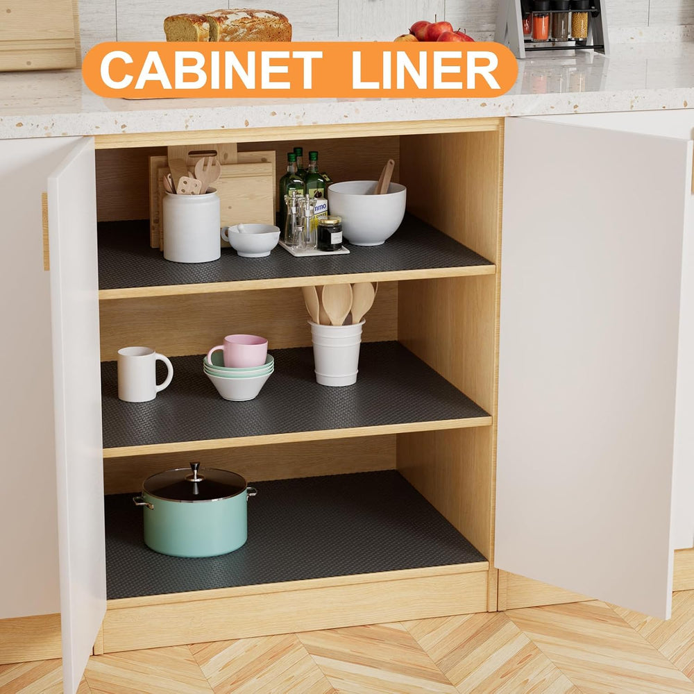 FLPMIX Cabinet Shelf Liner 22" Wide: Black Large Bathroom Drawer Liner
