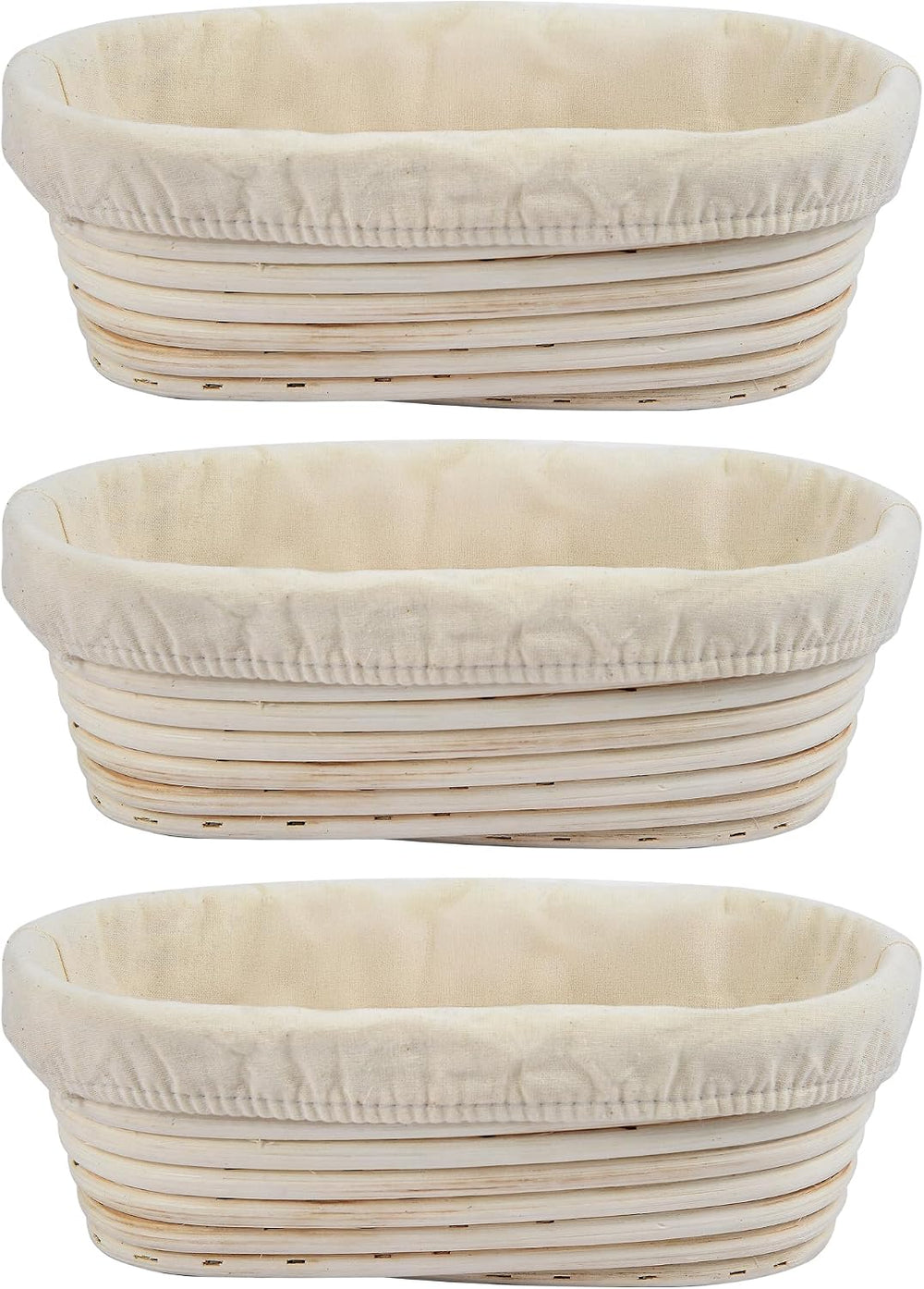 3Pcs Banneton Bread Proofing Basket, 10 inch Oval Banneton Basket,Sourdough P...