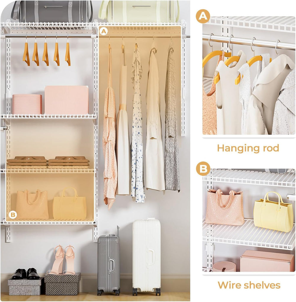 Sturdy Closet Organizer System: 6.5 Ft. Custom Metal Wire Shelving