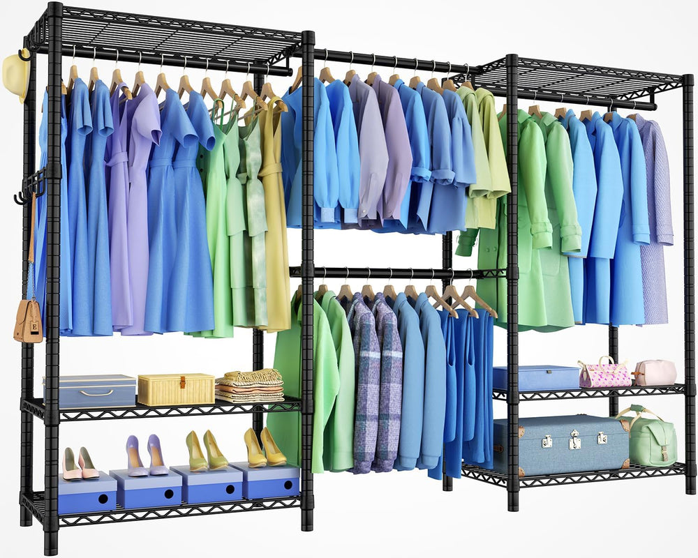 Clothing Rack for Hanging Clothes: Heavy Duty Clothes Rack, 71.5-91" W E...