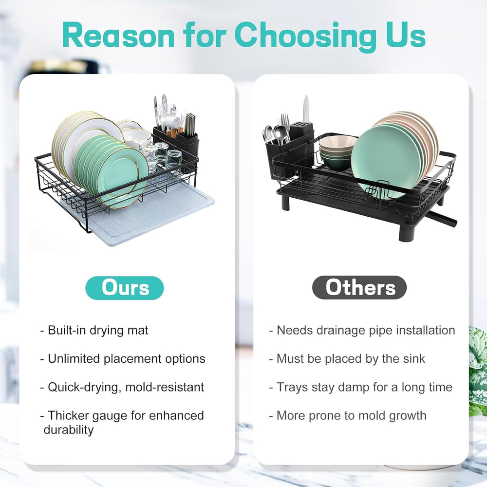 VABNEER Dish Drying Rack with Stone Drying Mat, Quick-Drying/Stainless/Super ...
