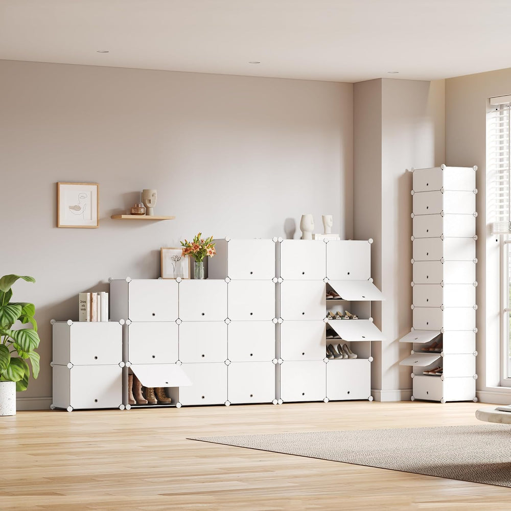 Mondeer Shoe Storage Cabinet, Modular Plastic Shoe Rack, Cube Shoe Organizer,...