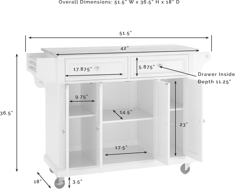 Crosley Furniture Full Size Granite Top Rolling Kitchen Island Storage Cart, ...