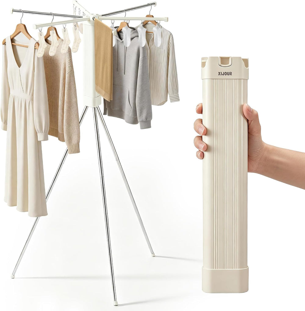Foldable Clothes Drying Rack, Adjustable Windproof Laundry Drying Rack with G...