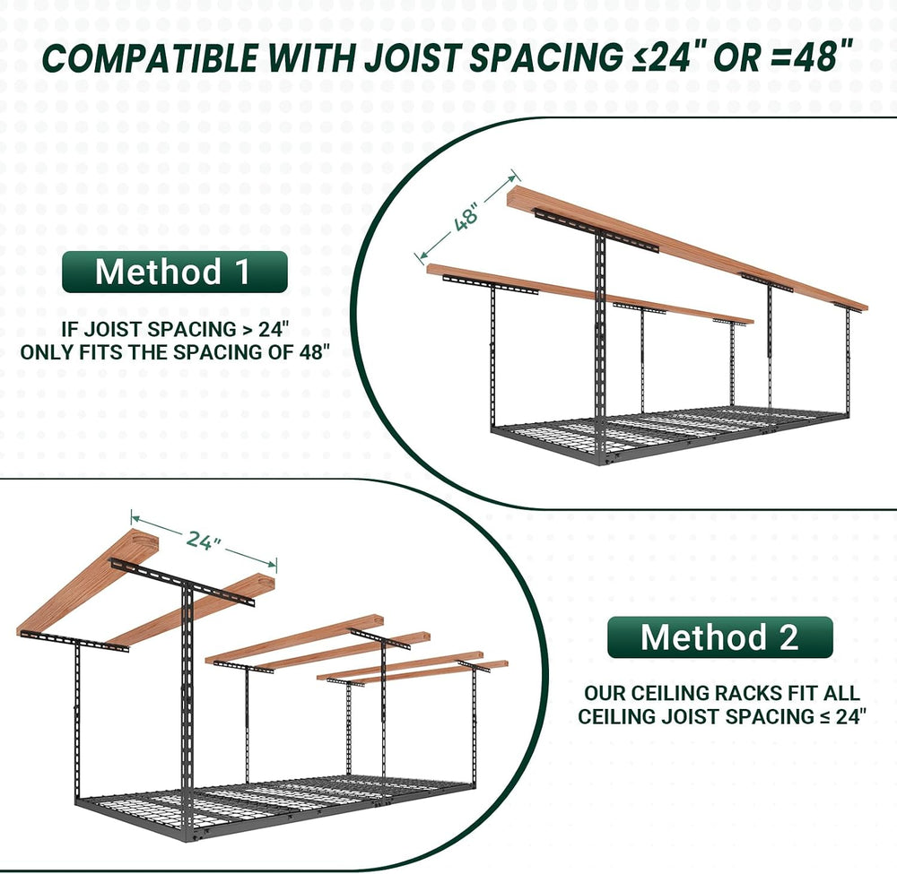 4x8 FT Overhead Garage Storage Rack,750LBS Weight Capacity