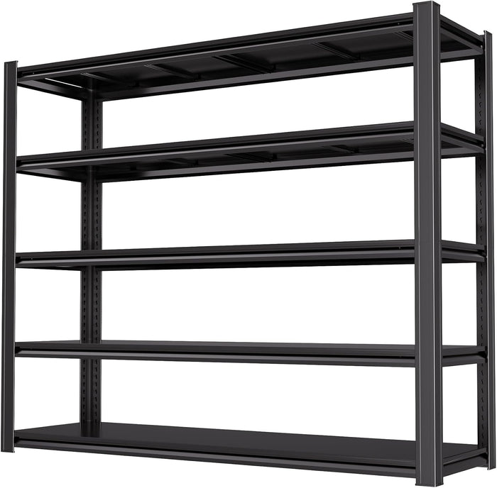 5-Tier Heavy Duty Garage Shelving, 5,000 lbs Capacity Adjustable Metal Storage Shelving Unit for Garage, Basement, Warehouse & Workshop, 62" W x 24" D x 72" H