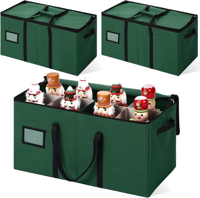 Soaoo 3 Pcs Christmas Nutcracker Storage Boxes,Green