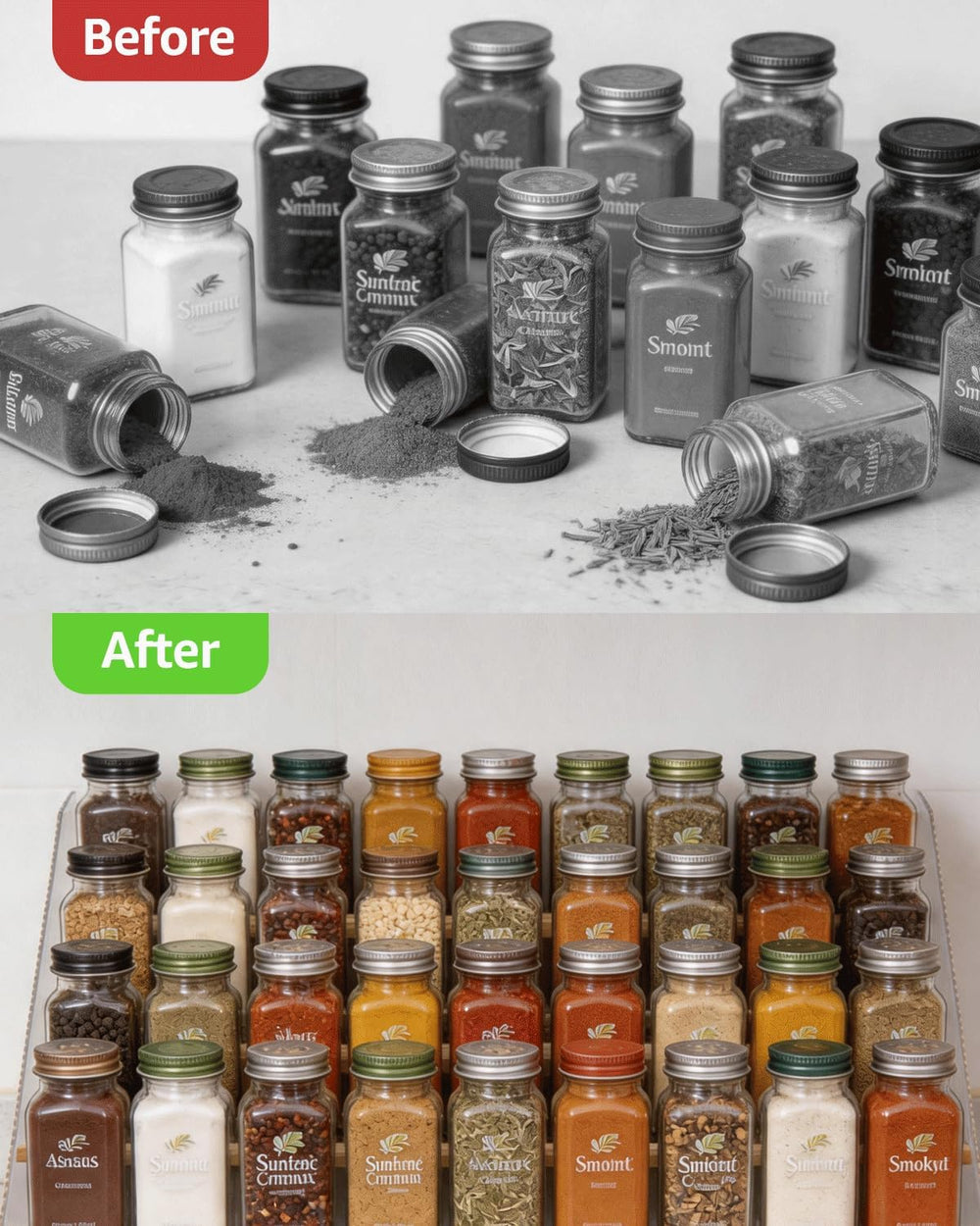 Tiered Spice Rack Organizer for Countertop & Cabinet, 5-Tier 19.9in Kitch...