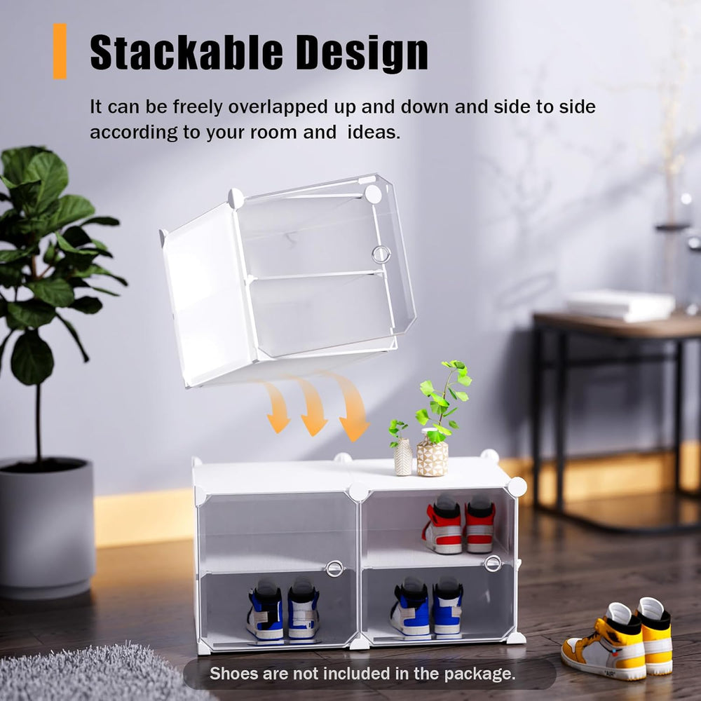 Shoe Rack Organizer, 12 Tier Shoe Storage Cabinet Stackable Detachable Free S...