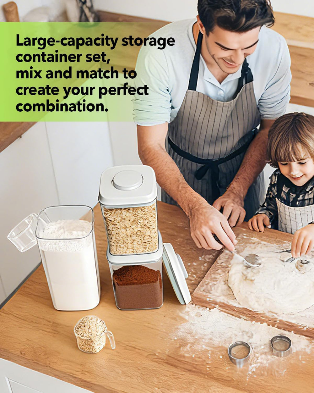 Airtight Food Storage Containers Set with One-Touch Lid, 2-Pack (4.22 QT / 4....