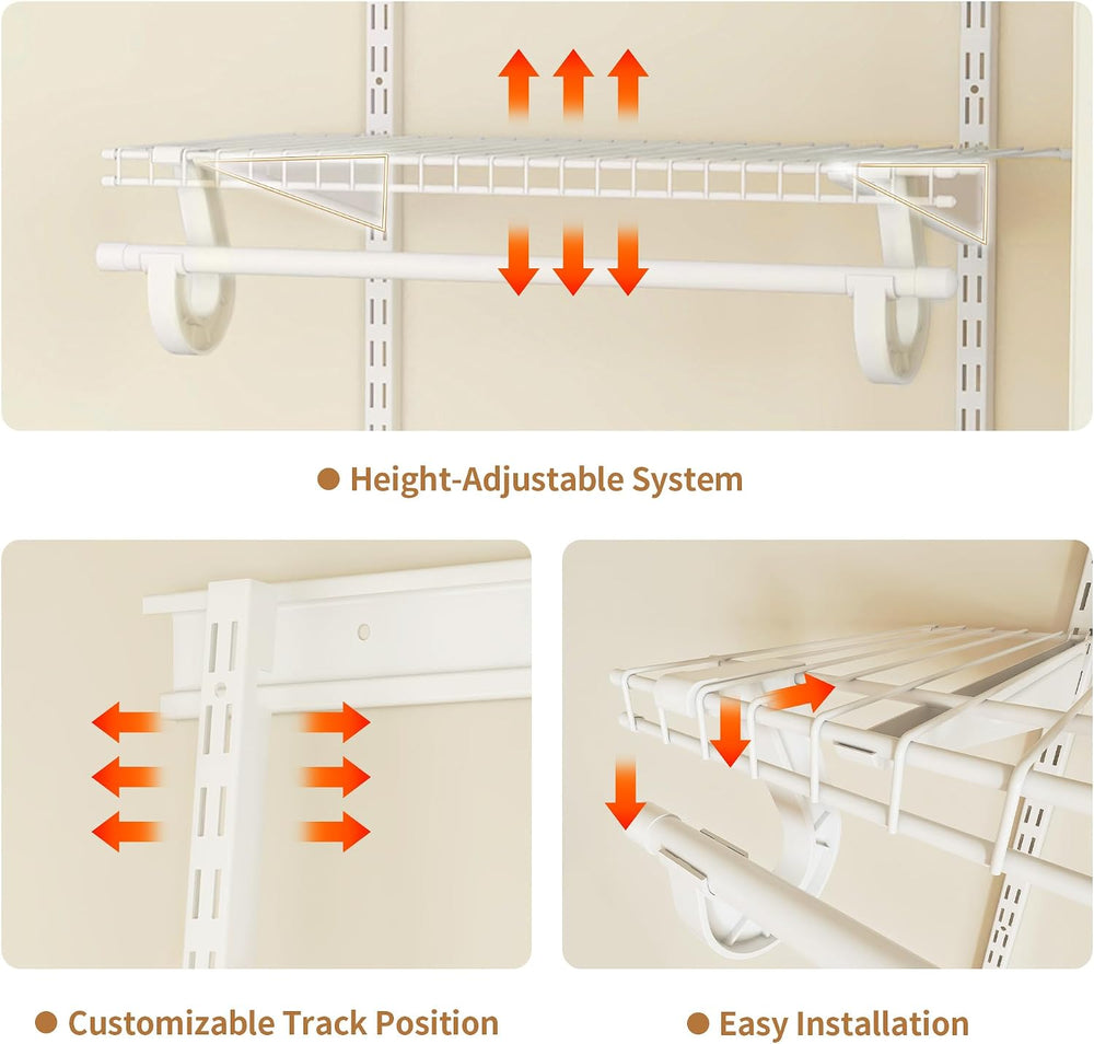 4-6 Ft Closet Organizer System, Adjustable Metal Wire White Closet System, Ex...
