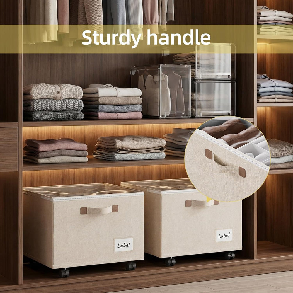 3 Pack Shoe Organizer for Closet, Storage Organizer Box with Wheels, Closet S...