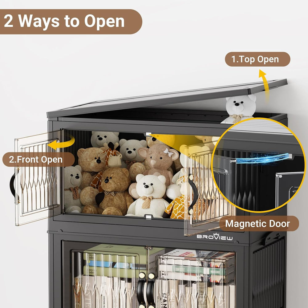 BROVIEW 180Qt Stackable Storage Bins with Lid for Home Dorm, 3Pack Black
