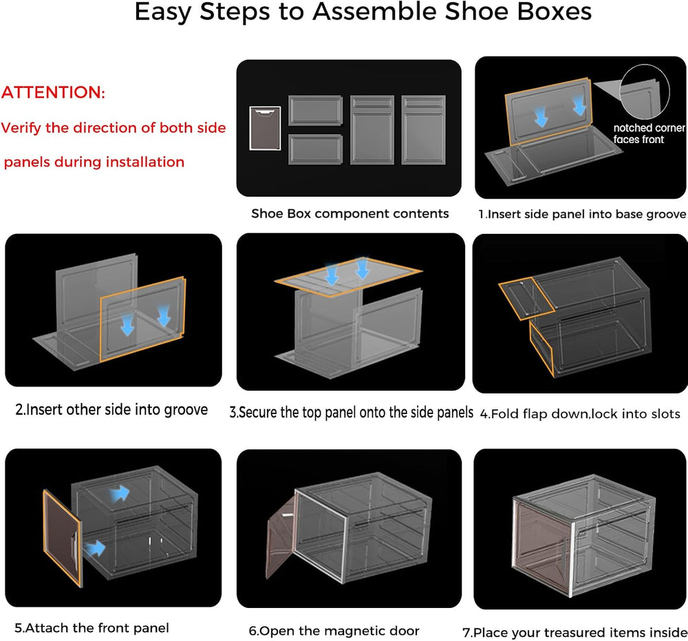 6 Pack Shoe Storage Box Organizer, Clear Thicken Stackable Plastic Shoe Boxes...