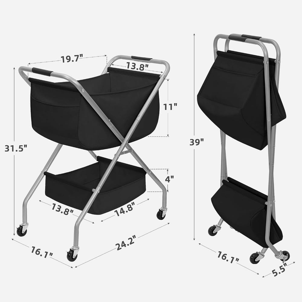STORAGE MANIAC Collapsible Laundry Cart with Wheels 31.5"H Rolling Laund...