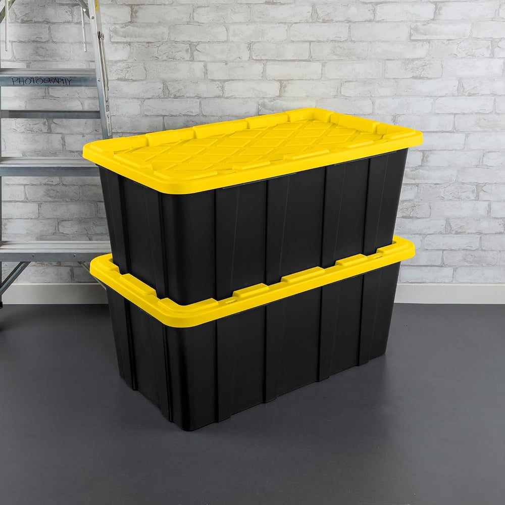 Sterilite Industrial Storage Tote with Lids for Garage, 38 Gallon, 12-Pack