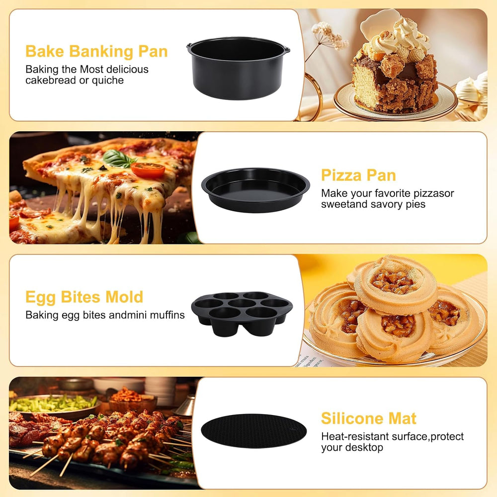 Air Fryer Accessories Kit 12pcs Universal for 4, 4.2, 5, 5.5, 5.8 QT Gowise C...