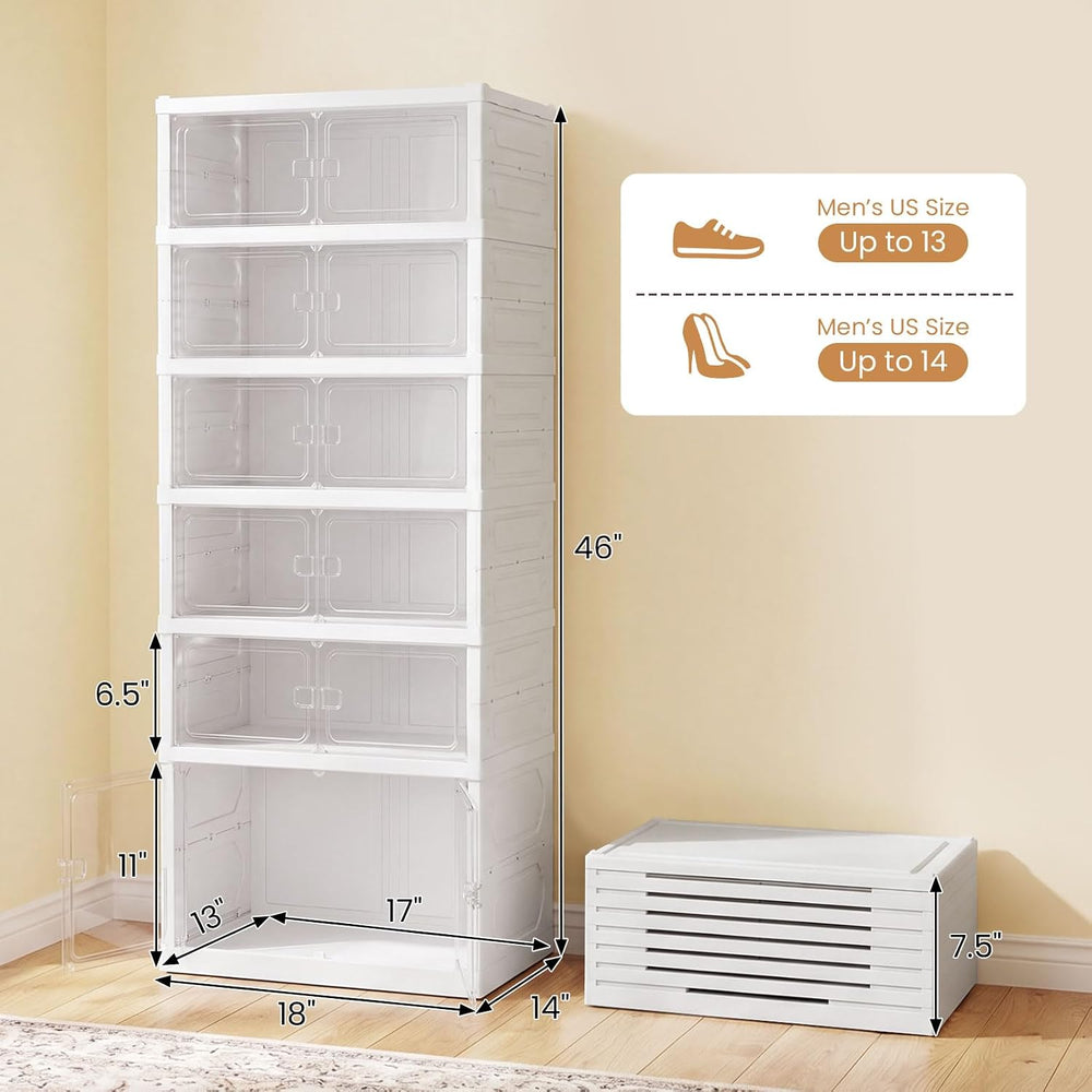 GIANTEX 6-Tier Plastic Foldable Shoe Rack Organizer, Easy Assembly