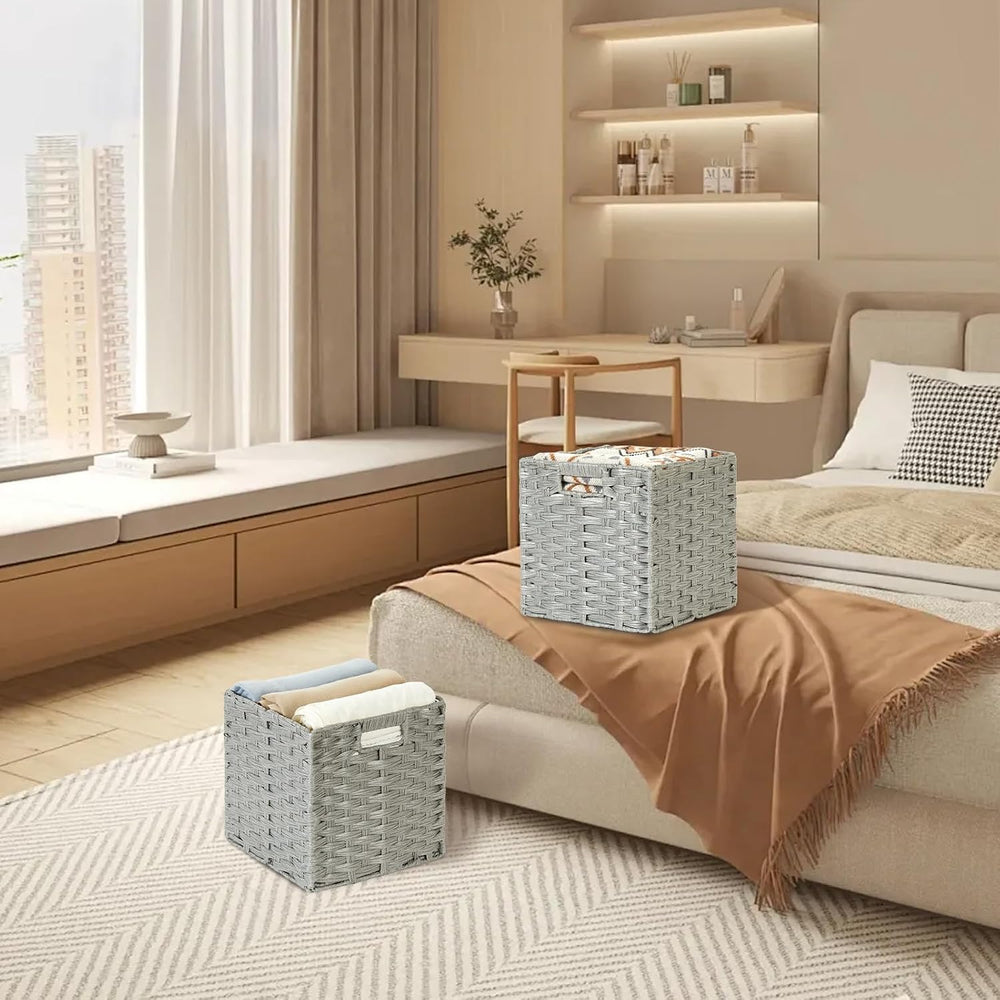 DULLEMELO Wicker Storage Cubes for Organizing 11x11x11 Inch Woven Storage Bas...