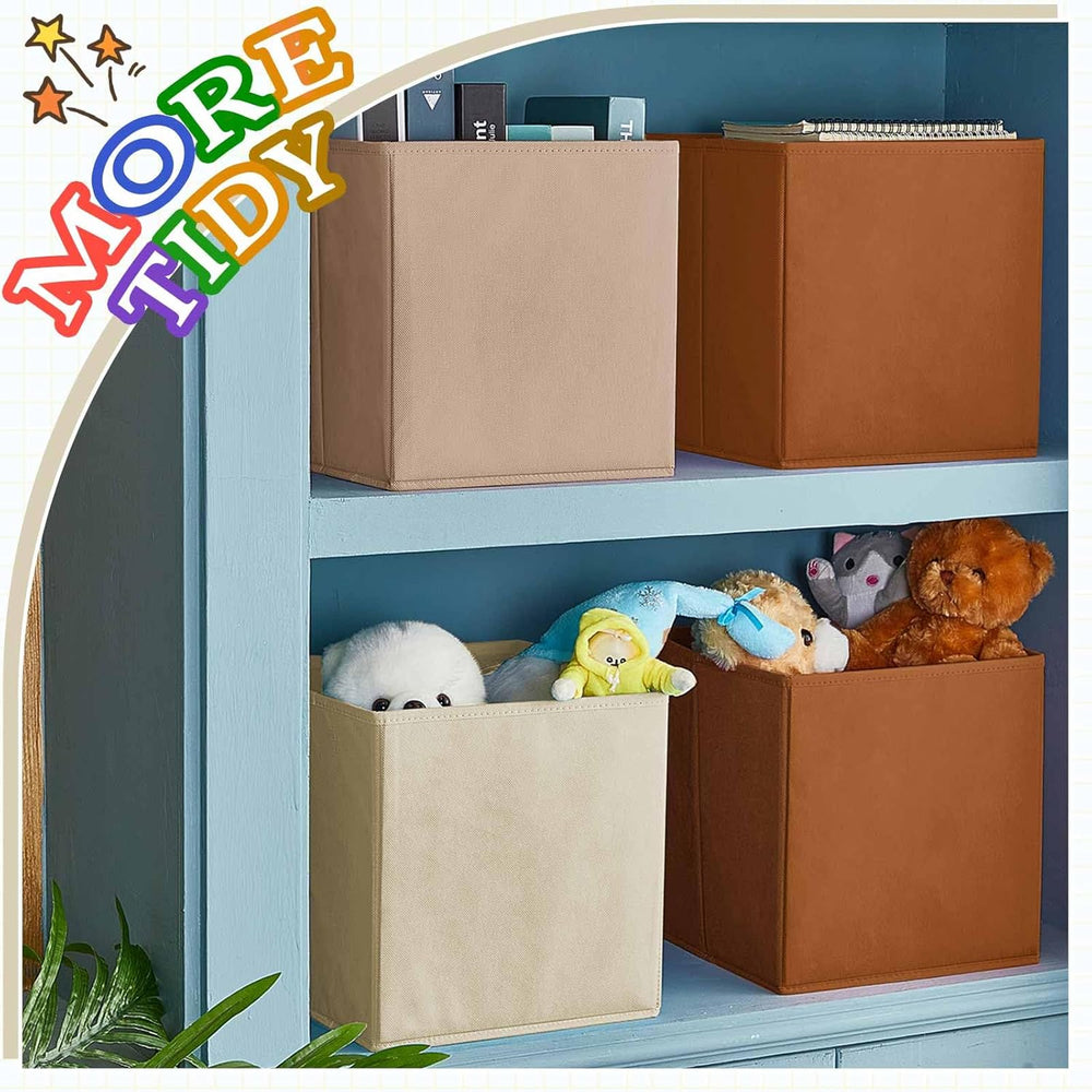 Yinder 12 Pcs Cube Storage Bin, Brown 10.5''x10.5''x11'