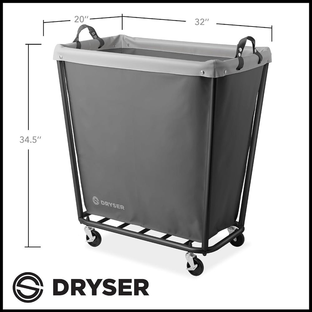 Large Commercial Heavy-Duty Rolling Laundry Hamper, Steel Frame Cart on Wheel...