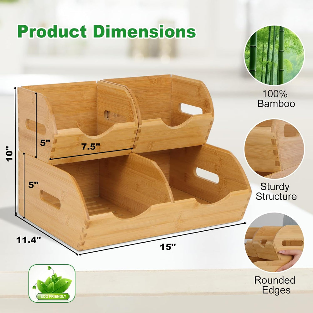 Bamboo Pantry Storage Bins,Fruits and Vegetables Basket